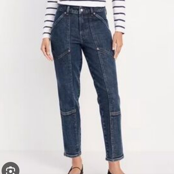Old Navy Denim - Old Navy Dark Wash High Rise Ankle OG Straight Utility Jeans Size 16